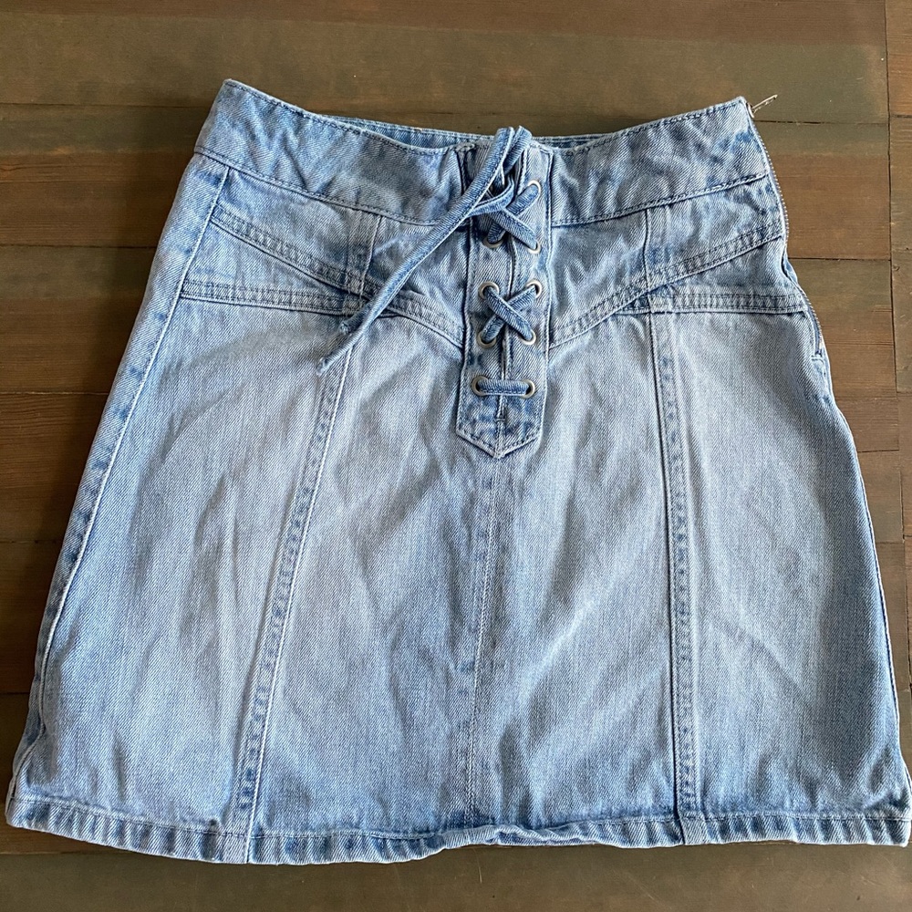 Denim lace up skirt
